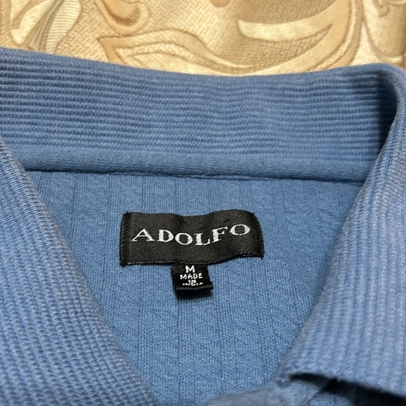 Adolfo size medium cotton, polyester, blue short sleeve polo shirt - Picture 6 of 7